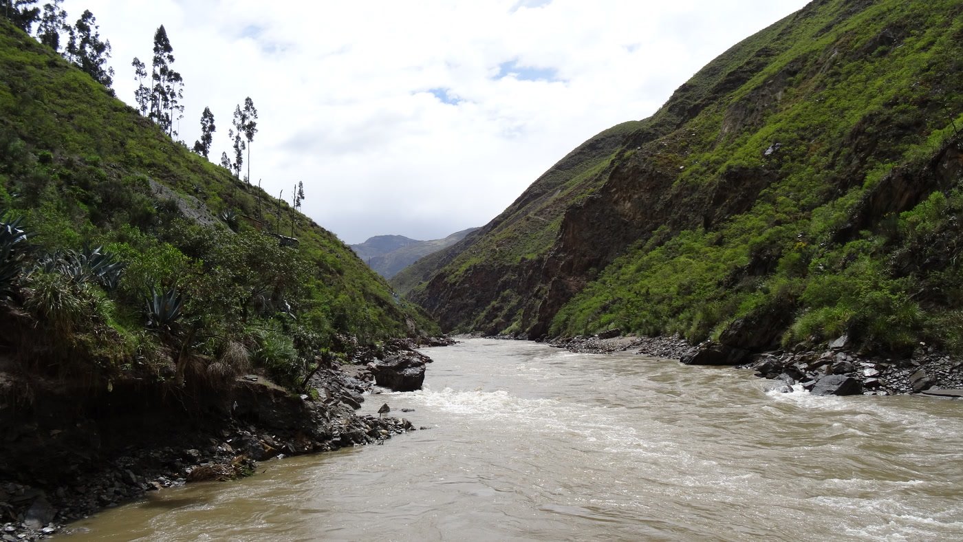 The Río Marañón winding through the mountains of the upper Amazon in Peru.